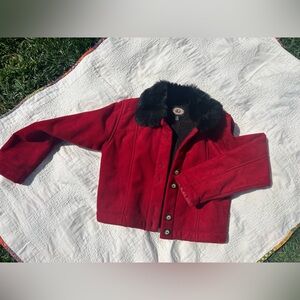 Women’s Red Suede faux fur jacket